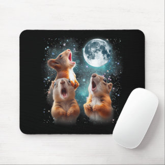 3 ekorrel Måne Howling Squirrel Head Funny Musmatta