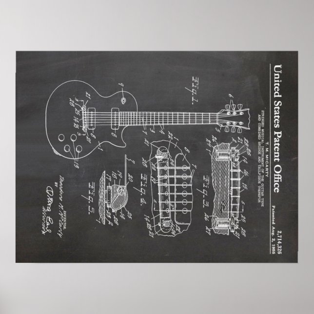3 Electric Guitar Patent - Funny Music Älskare Gif Poster (Framsidan)