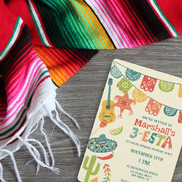 3-Esta Boys Mexican Fiesta Tredje Födelsedagsfeste Inbjudningar