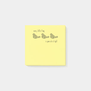 3 Fågelanteckningar efter det att det tagits upp Post-it Block
