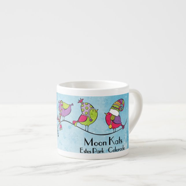 3 fåglar på en grenespressomugg espressomugg (Framsida höger)