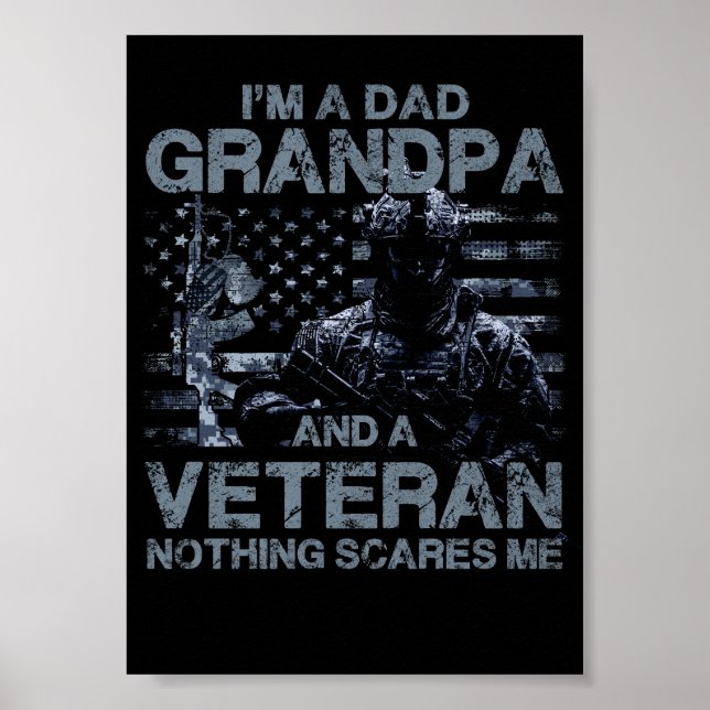 3 Farfar Veteran Blå Marinblå Grå färg Poster (Framsidan)