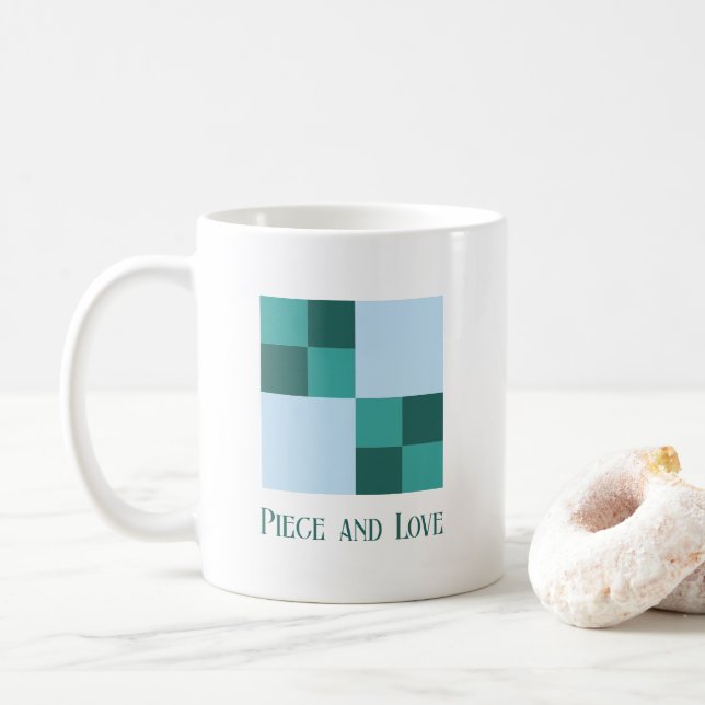 3 Färg Dubbel Fyra Patch Quilt Block Rolig Kaffemugg (Med munk)