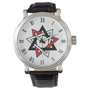 3 färg Red Black White Bahai nio spetsar Armbandsur