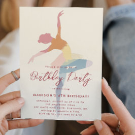 3 färg Silhouette Ballerina Födelsedagsfest Inbjudningar