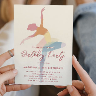 3 färg Silhouette Ballerina Födelsedagsfest Inbjudningar