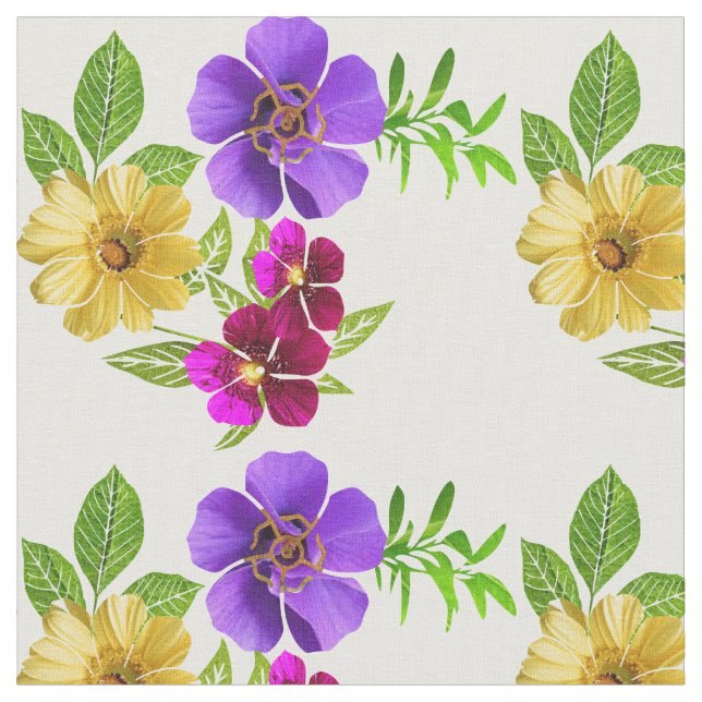 3 Färgade Blommor Tyg (Närbild)