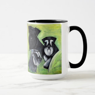 3 färger av miniatyrschnauzerskoppen mugg