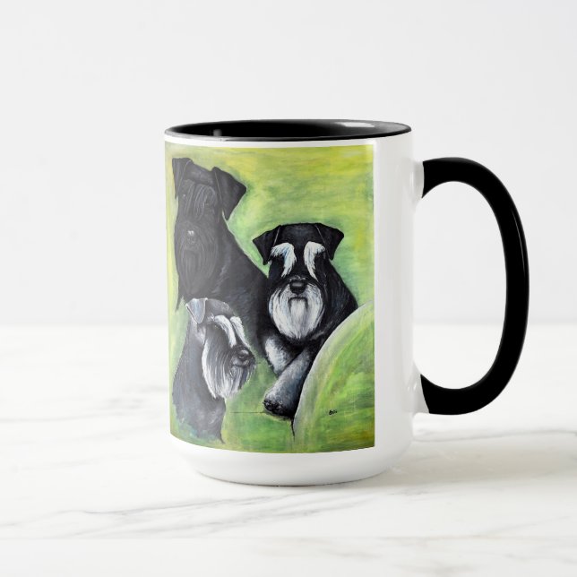 3 färger av miniatyrschnauzerskoppen mugg (Höger)