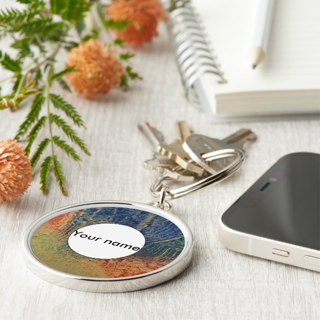 3 färger färg rund silverfärgad nyckelring (Sidan)