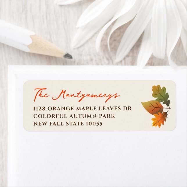 3 Färgfull Returadress för Höst löv Thanksgiving Etikett (Insitu)