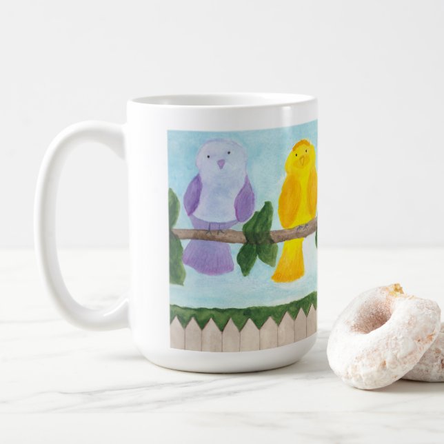 3 Färgglada Fåglar Kaffemugg (Med munk)