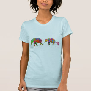 3 färgrika elefanter som går - popkonst t-shirt