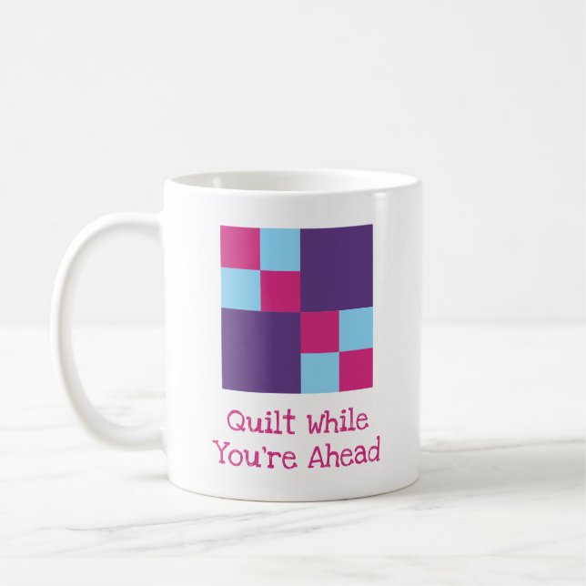 3-färgs Quiltning Pun Double Four Patch Quilt Bloc Kaffemugg (Vänster)
