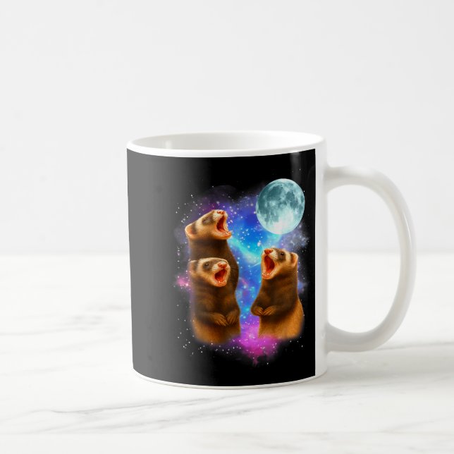 3 Ferret Moon Howling Ferrets Funny For Men, Women Kaffemugg (Höger)