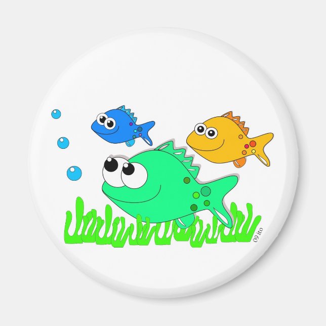 3 fisk i sjögräs magnet (Framsidan)