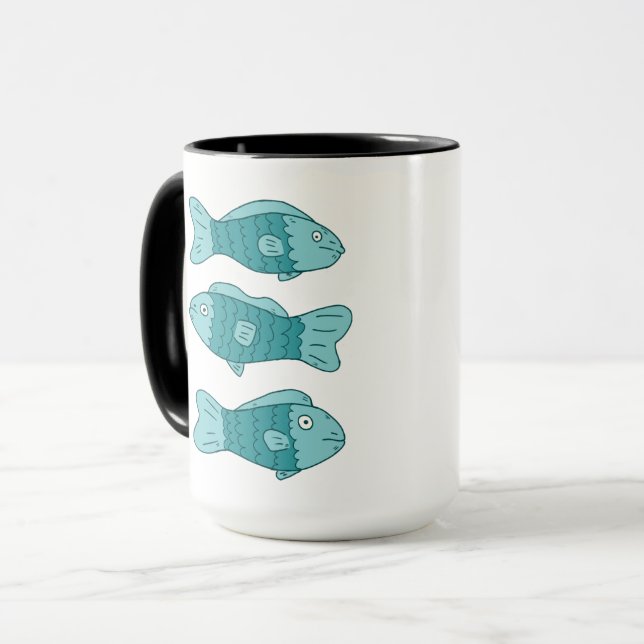 3 fiskar i illustration  mugg (Framsida vänster)
