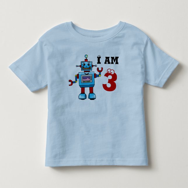 3-födelsedagsporgsgåva - robot tee shirt (Framsida)