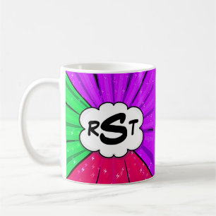 3 Första Brev Monogram Pop Art Cloud Kaffemugg
