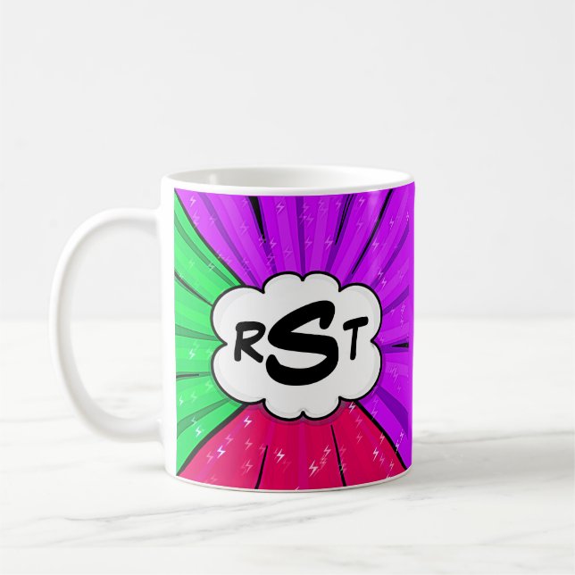 3 Första Brev Monogram Pop Art Cloud Kaffemugg (Vänster)