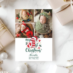3 Foto Candy cane Baby 1:a jul Julkort