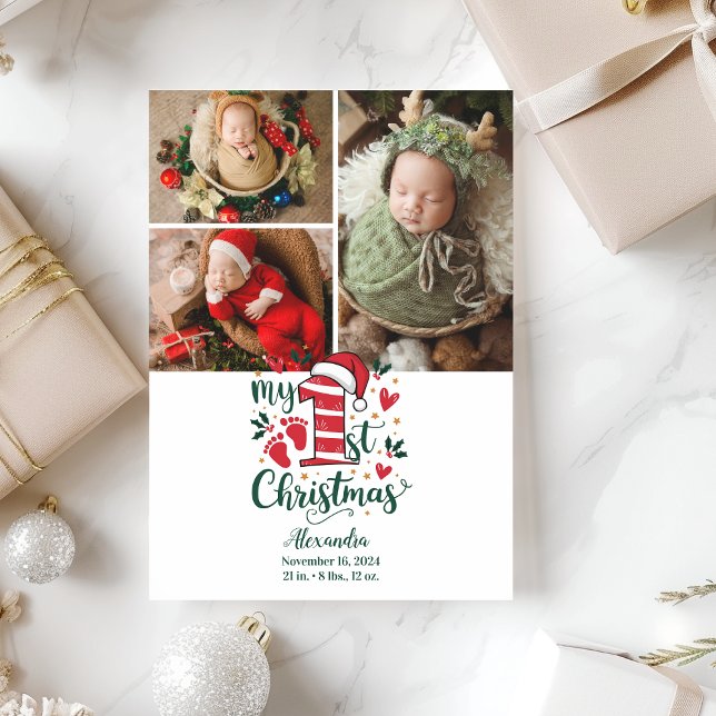 3 Foto Candy cane Baby 1:a jul Julkort (Skapare uppladdad)