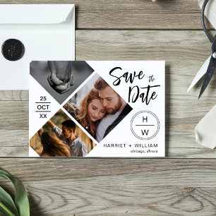 3 Foto Collage Diamant Typografi Skript  Spara Datumet
