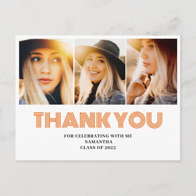 3 Foto Collage Examen Tacksam Vykort (Framsida)