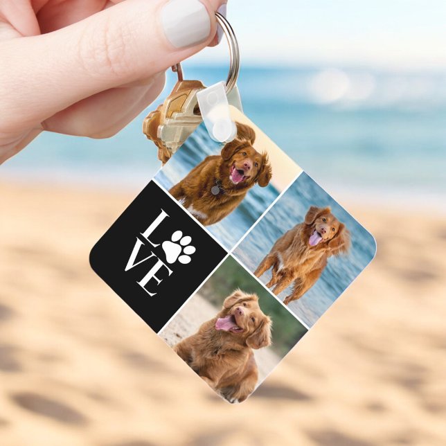 3 Foto Collage Husdjur Anpassad Kärlek Hundälskare Nyckelring (Skapare uppladdad)