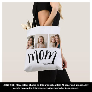 3-Foto Collage Mamma Är Elegant Praktisk Gåva Tygkasse