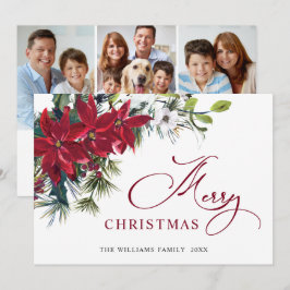 3 FOTO Elegant Poinsettia Julhälsning Julkort