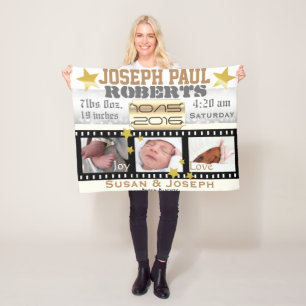 3 Foto Filmstjärna Filmrulle Silver Bokeh och Guld Fleecefilt