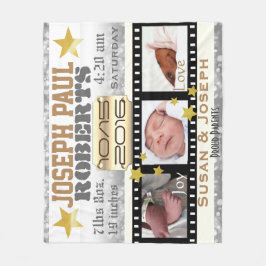 3 Foto Filmstjärna Filmrulle Silver Bokeh och Guld Fleecefilt