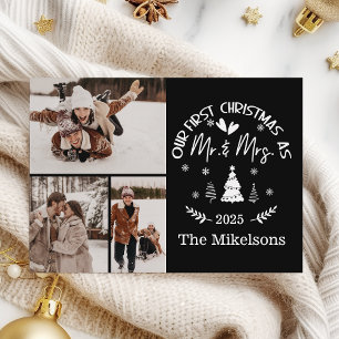 3 Foto Första jul som Mr & Mrs. Julkort