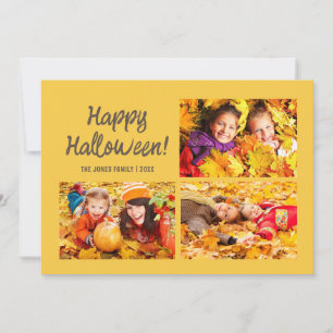 3 Foto Glad Halloween Gul Orange Pumpa Anteckningskort