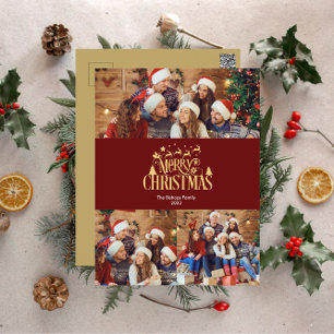 3 Foto God jul i Guld Helgdag vykort