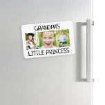3 Foto Grandpa's Little Princess Grandchild Magnet<br><div class="desc">3-fotokylskåp för morfar. Lägg till tre favoritfoton av farmors lilla prinsessa. Anpassadet är helt och hållet,  så gör det till en egen text.</div>