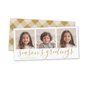 3 Foto - Guld Calligraphy Pput Seasons Hälsning Julkort