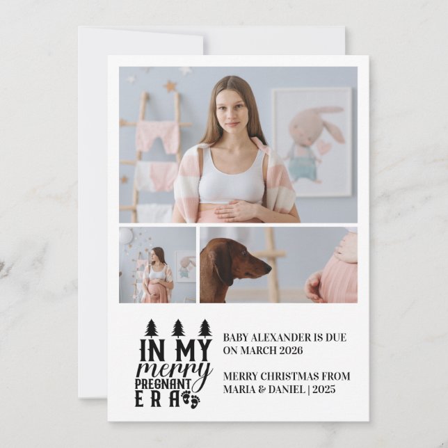 3 Foto i min stora, gravida era-jul Julkort (Framsida)