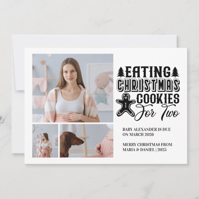 3 Foto Julcookies för 2 Graviditet  Julkort (Framsida)