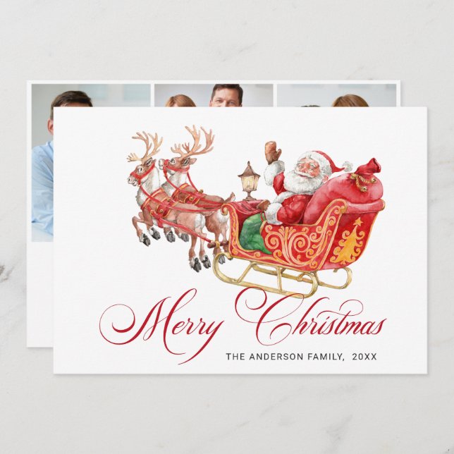 3 FOTO Juligt Tomtens Släd Invigningshälsning Julkort (Fram/baksida)