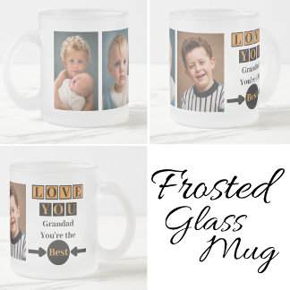 3 foto kärlek du farfar orange frostad glasmugg