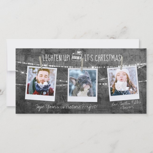 3-foto-kort med monokrom ljusare upp till jul (Framsida)