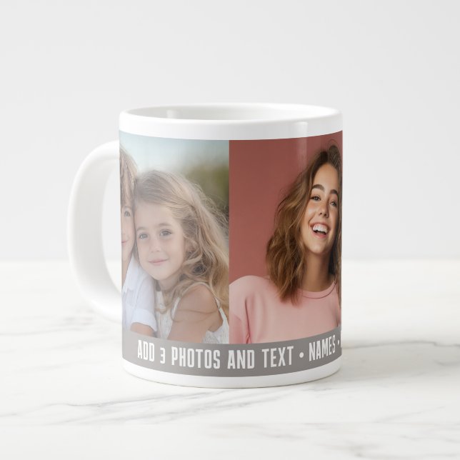 3 Foto Mall Modern Minimal Text - taupe Jumbo Mugg (Framsida vänster)