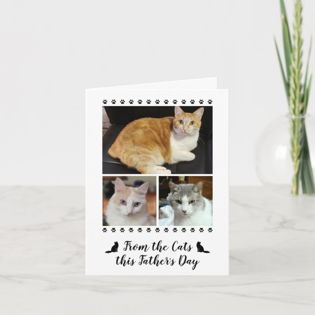 3 Foto manus från Katt Hund Pappa Fars dag Kort (Framsida)