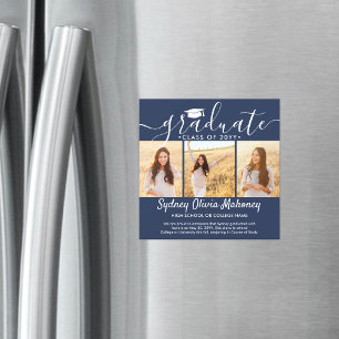 3 Foto Marinblå Magnetisk Examen Inbjudan Inbjudningskort