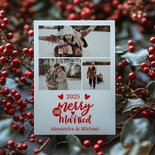 3 Foto Minimalistisk Glad och Gift Julkort