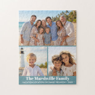 3 Foto Modern collage med familjtext Pussel