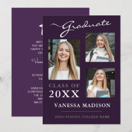 3 foto Modern Elegant Lila Studenten Meddelande