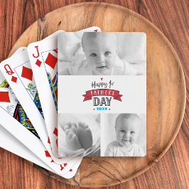 3 Foto Modern Lycklig 1:a Far Dag Red Heart Casinokort